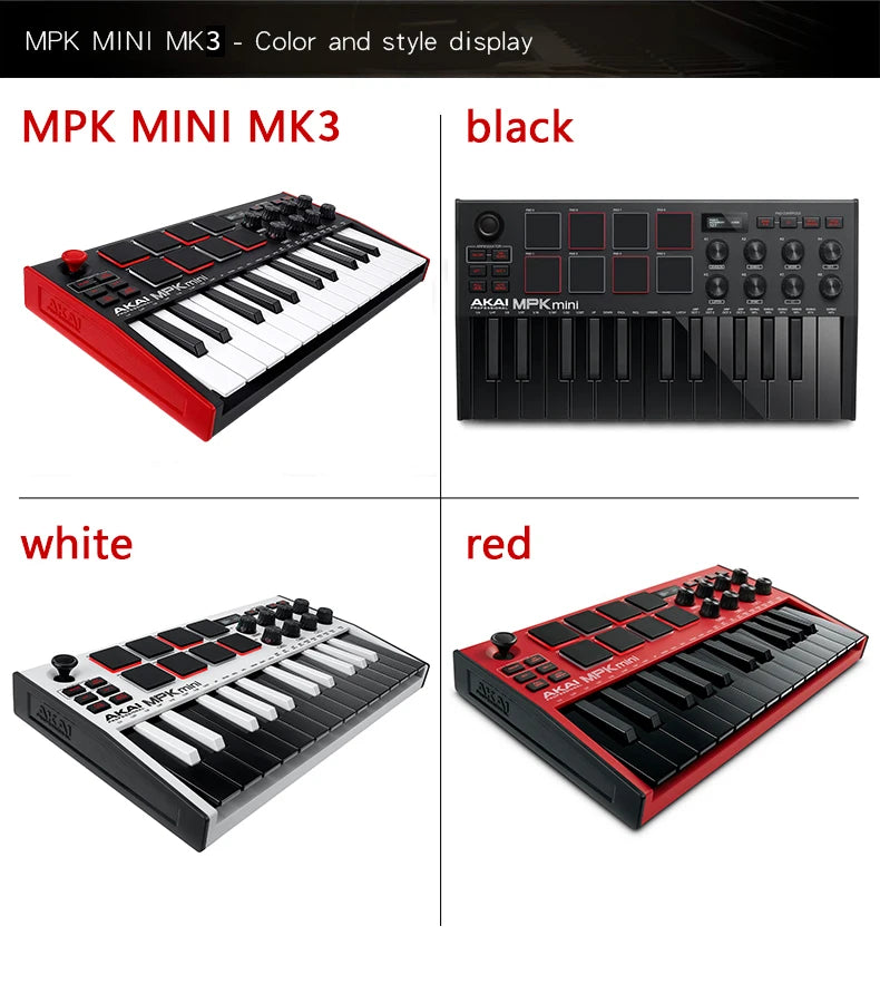 Akai professional MPK Mini MK3 - 25 key ultra portable USB MIDI drum pad and keyboard controller